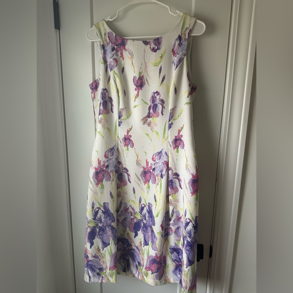 Spring Floral Sleeveless Dress - Purple and White